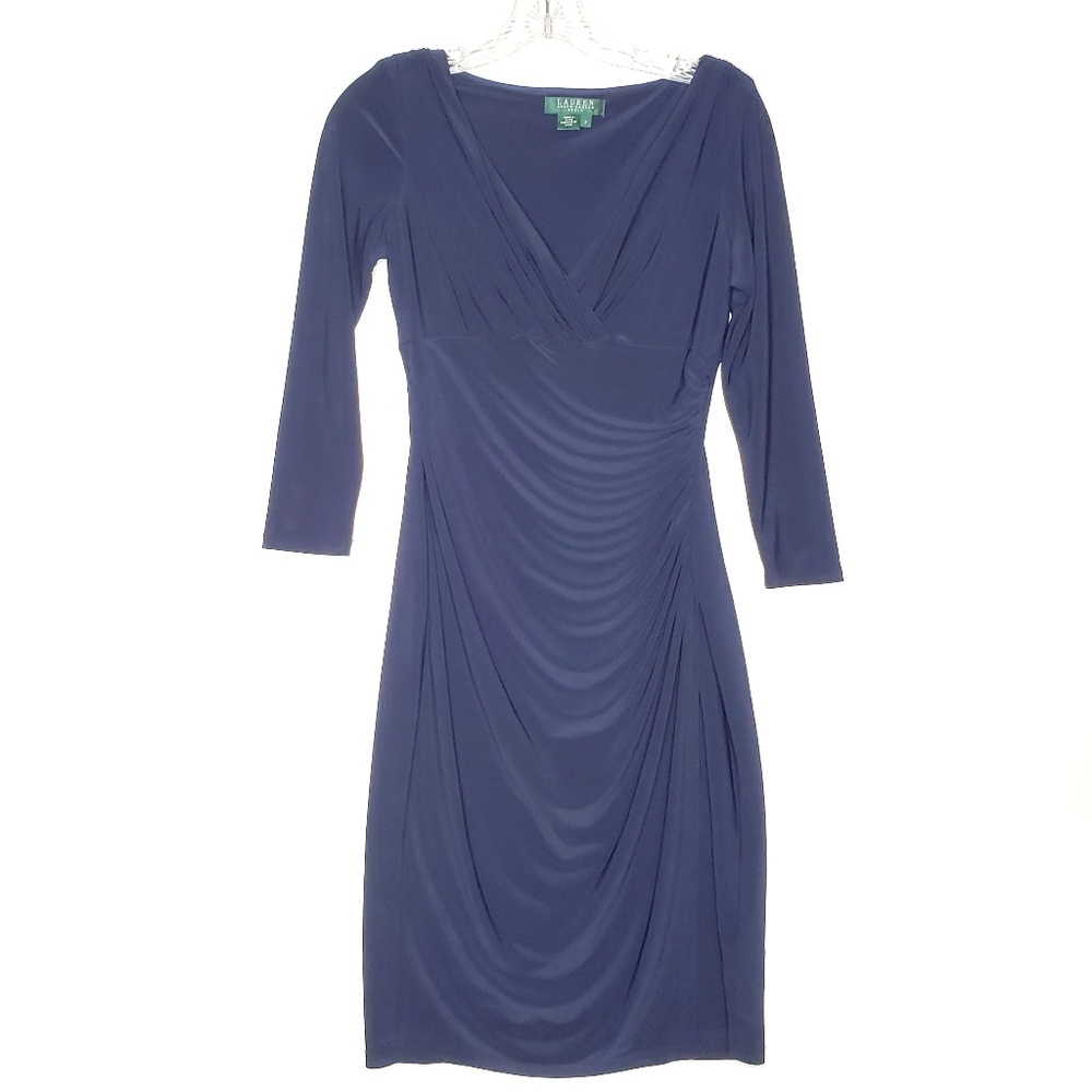 Lauren Ralph Lauren Faux Wrap Navy Blue Dress 2